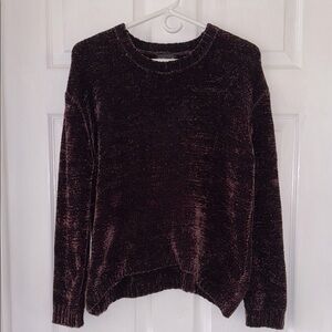 Topshop Deep Burgundy/Brown Crew Neck Sweater